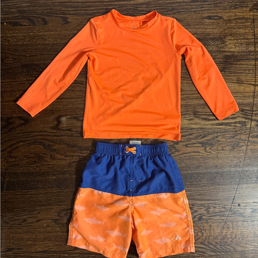 Cat & Jack Orange and Blue Rashguard Set